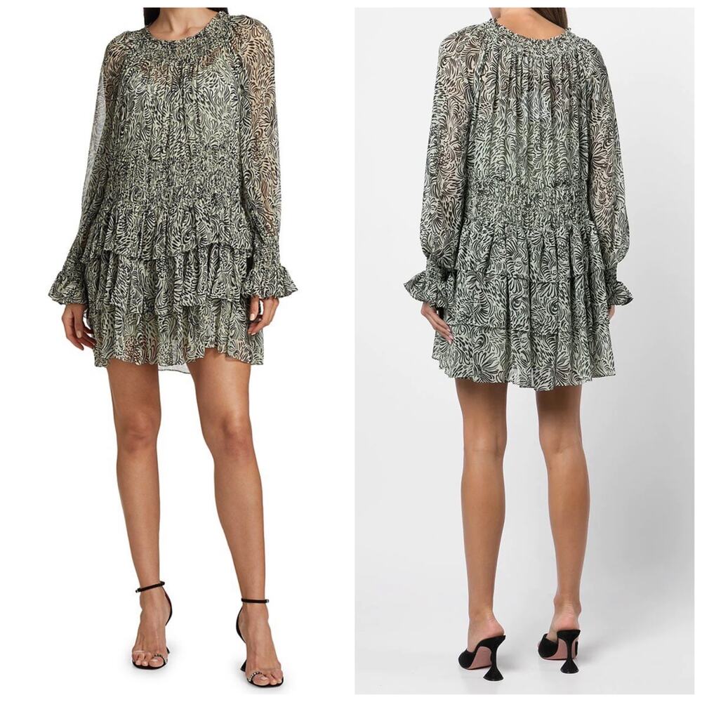 NEW Cinq a Sept Green Tiered Mini Dress